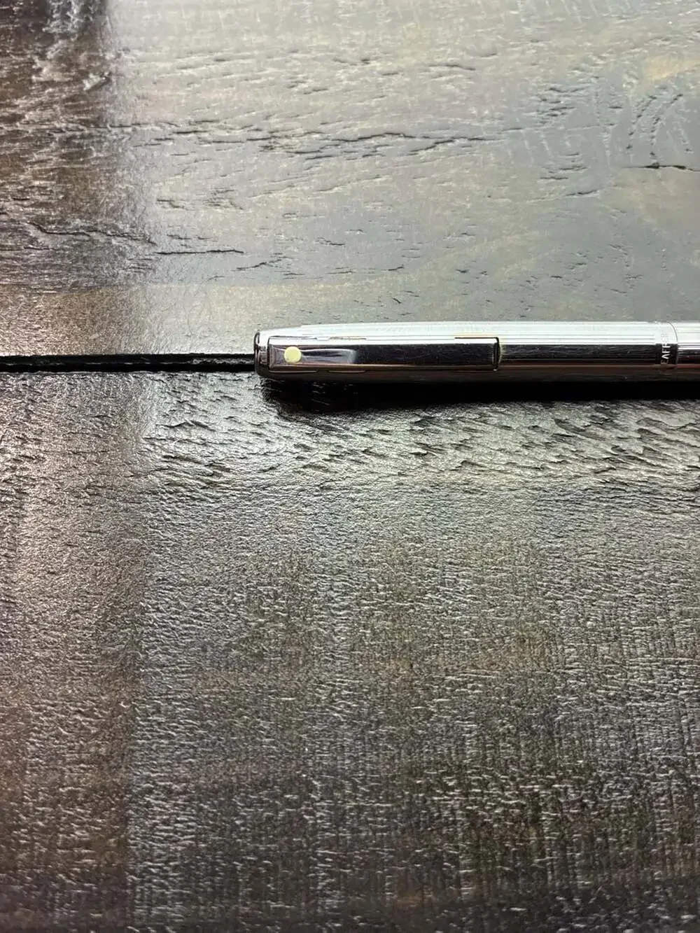 Vintage Sheaffer Targa Brushed Chrome Ballpoint Pen with White Dot